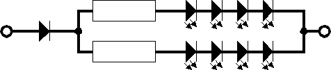 zwei LED-Reihenschaltungen mit zwei Widerstnden