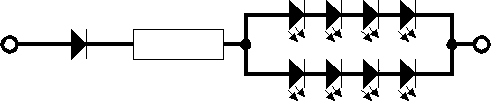zwei LED-Reihenschaltungen mit einem Widerstand