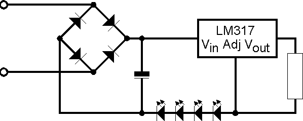 LED-Reihenschaltung mit Spannungsregler